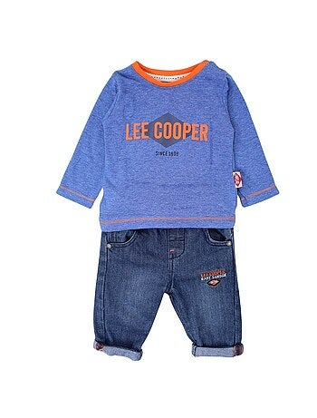 Lee Cooper - Conjunto camiseta manga larga con abrigo y pantalón bebé