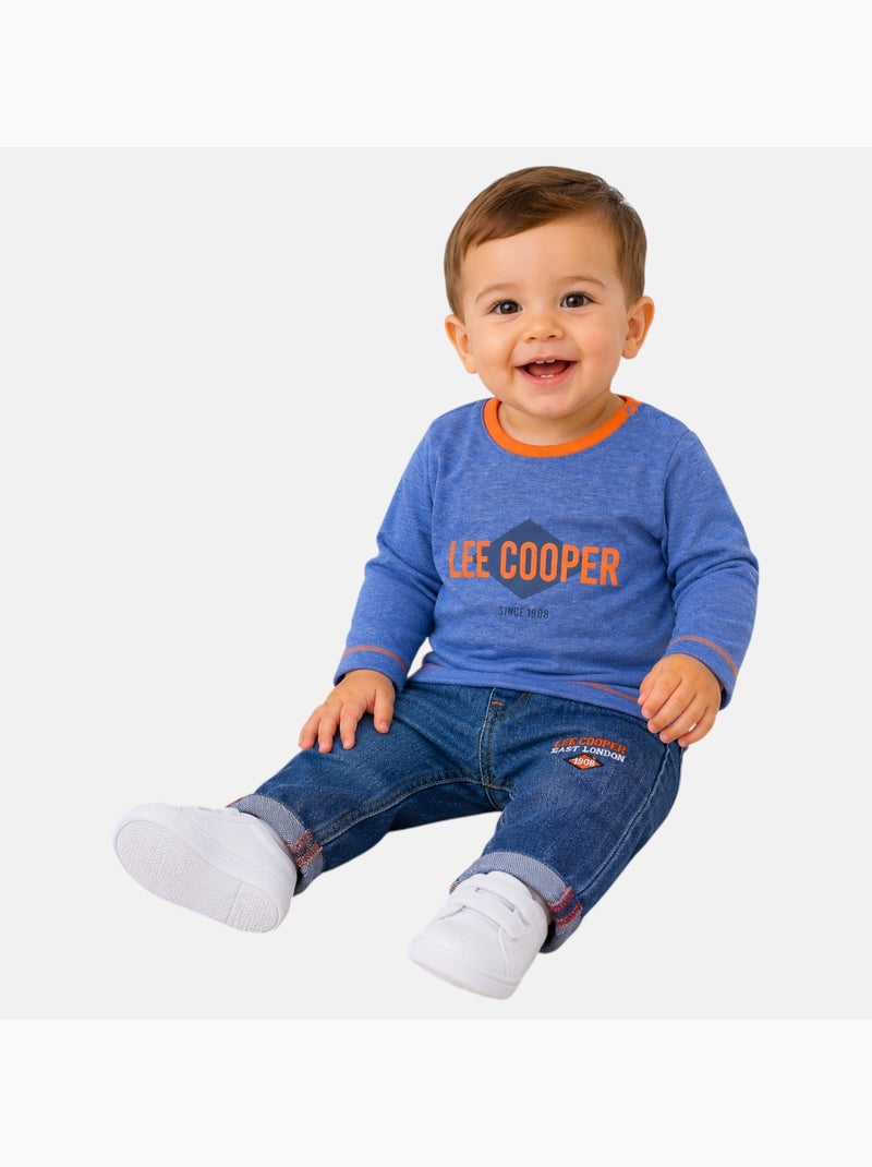 Lee Cooper - Conjunto camiseta manga larga con abrigo y pantalón bebé Azul marino - Kiabi