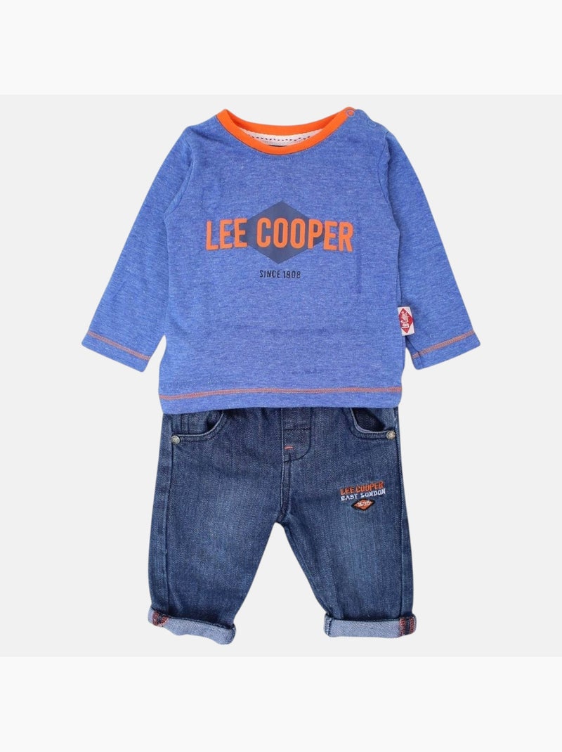Lee Cooper - Conjunto camiseta manga larga con abrigo y pantalón bebé Azul marino - Kiabi