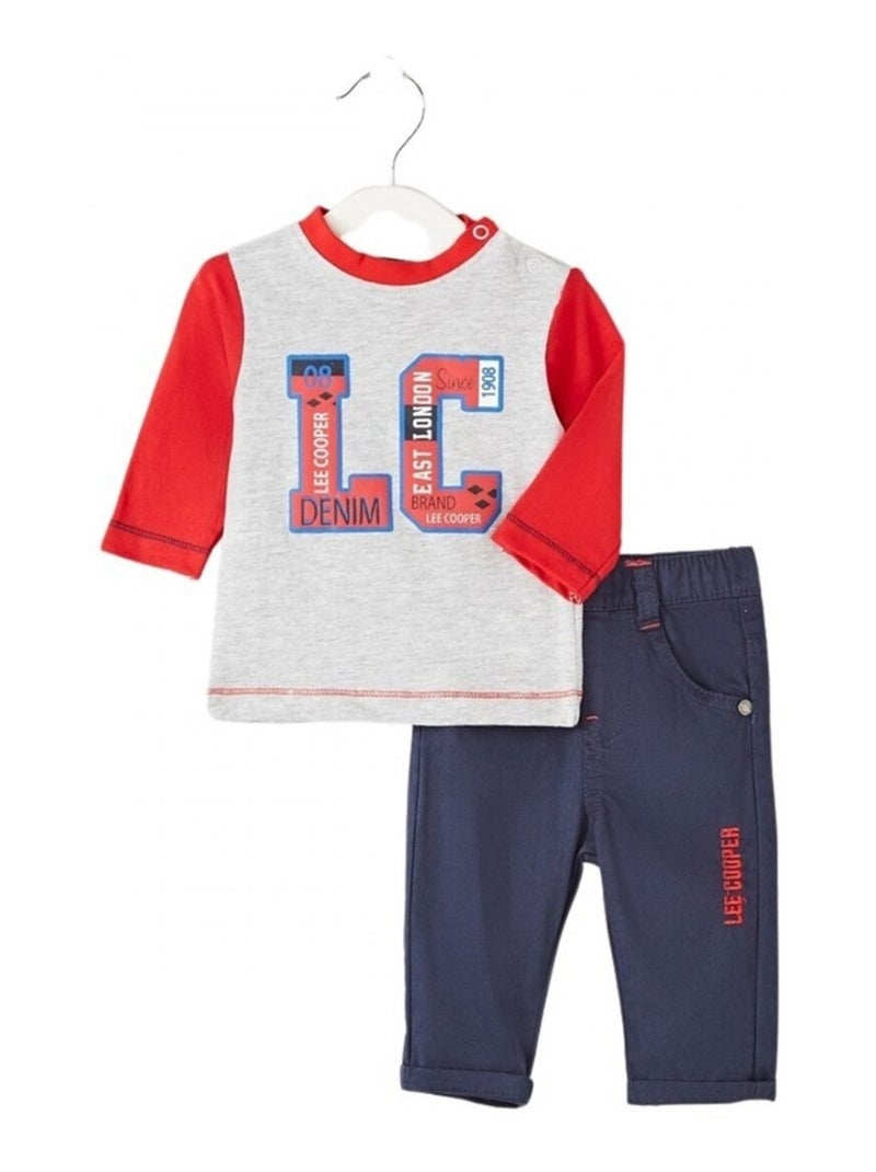 Lee Cooper - Conjunto camiseta manga larga con abrigo y pantalón bebé Azul marino - Kiabi