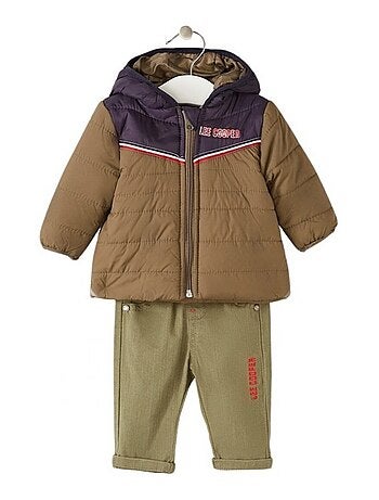 Lee Cooper - Conjunto camiseta manga larga con abrigo y pantalón bebé