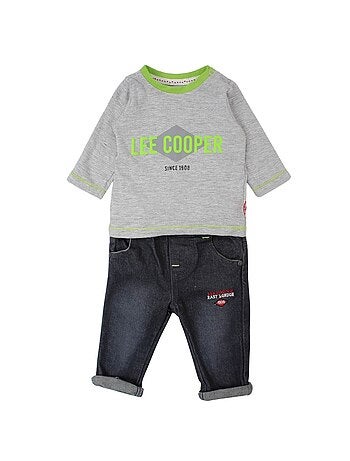 Lee Cooper - Conjunto camiseta manga larga con abrigo y pantalón bebé