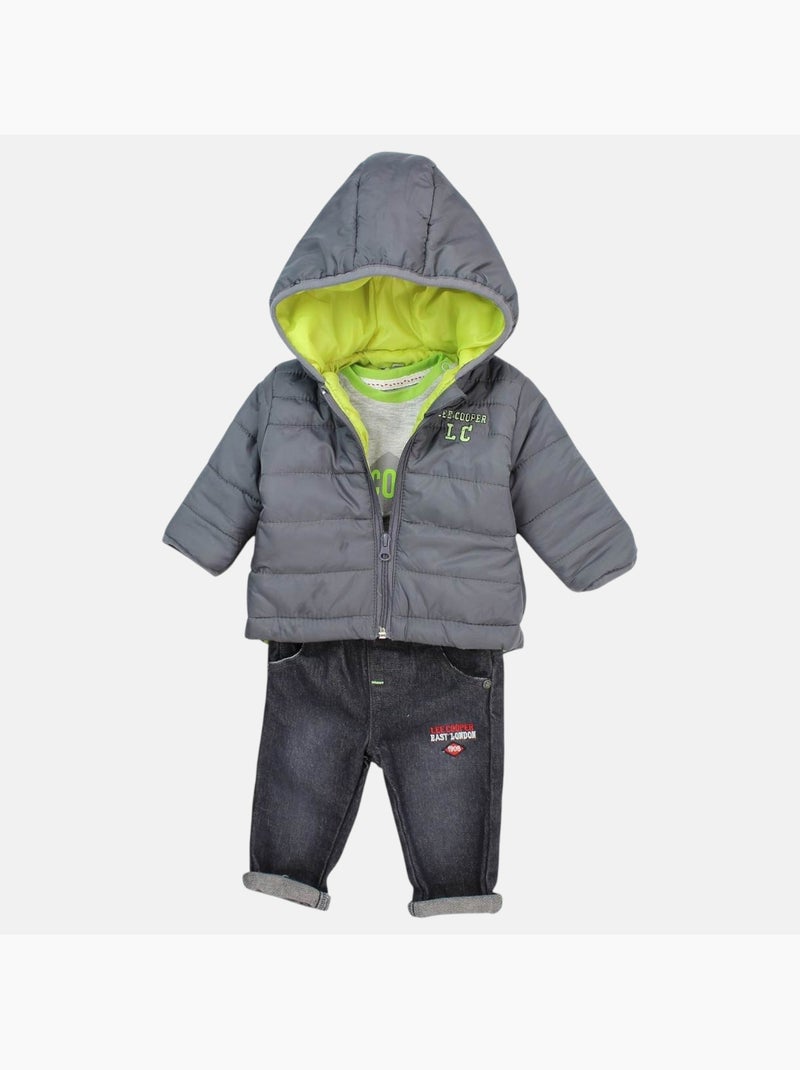 Lee Cooper - Conjunto camiseta manga larga con abrigo y pantalón bebé Gris - Kiabi