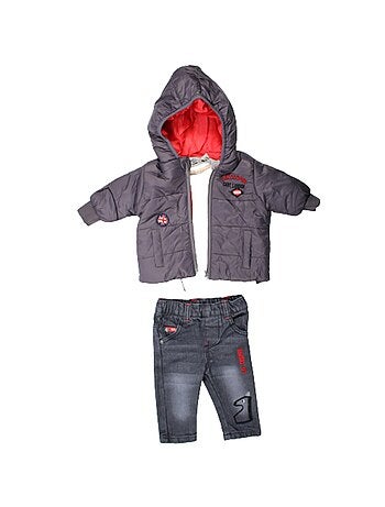 Lee Cooper - Conjunto camiseta manga larga con abrigo y pantalón bebé