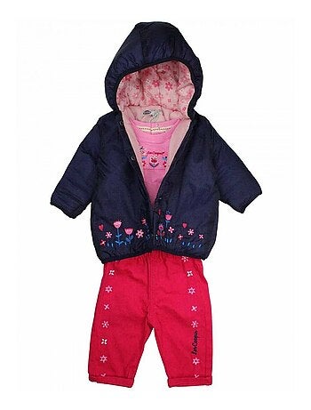 Lee Cooper - Conjunto camiseta y pantalón con chaqueta con capucha bebé niña