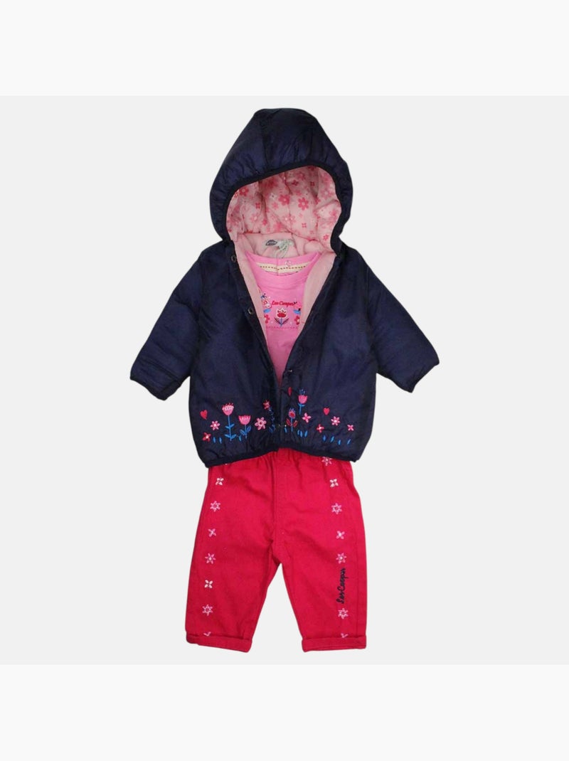 Lee Cooper - Conjunto camiseta y pantalón con chaqueta con capucha bebé niña Negro - Kiabi