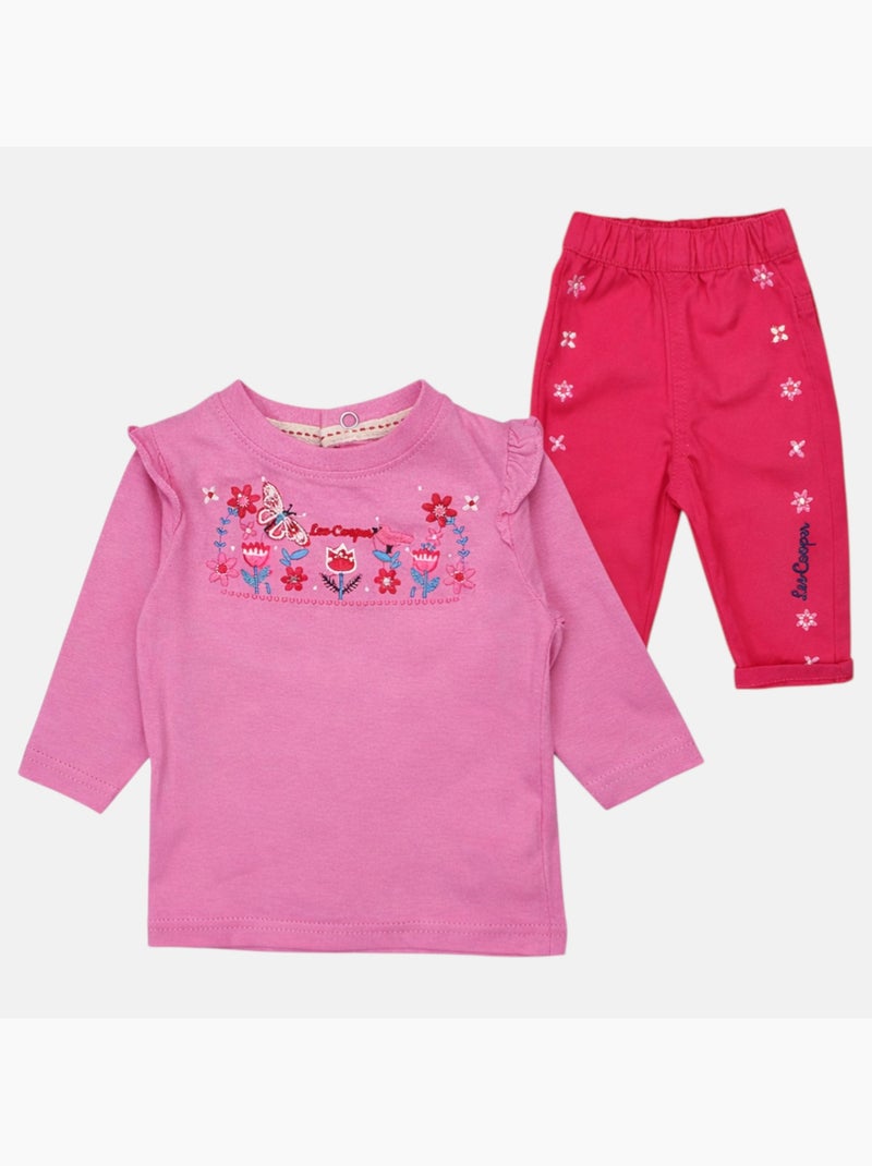 Lee Cooper - Conjunto camiseta y pantalón con chaqueta con capucha bebé niña Negro - Kiabi
