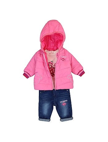 Lee Cooper - Conjunto camiseta y pantalón con chaqueta con capucha bebé niña