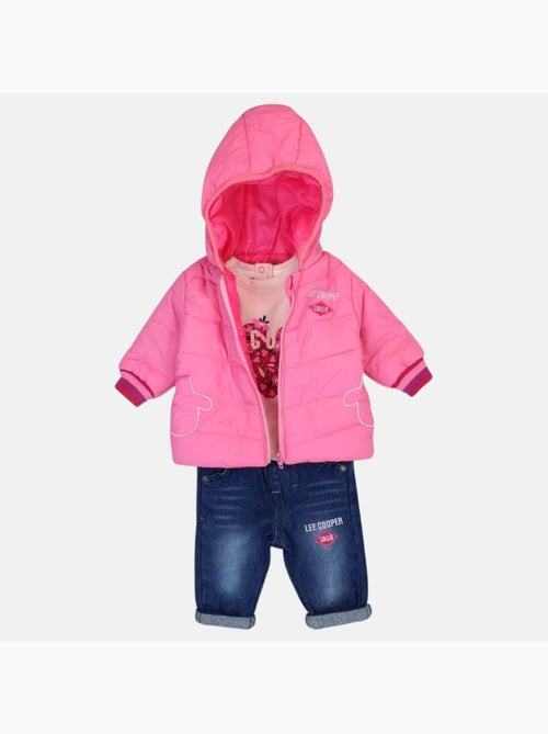 Lee Cooper - Conjunto camiseta y pantalón con chaqueta con capucha bebé niña - Kiabi Lee Cooper - Conjunto camiseta y pantalón con chaqueta con capucha bebé niña - Kiabi