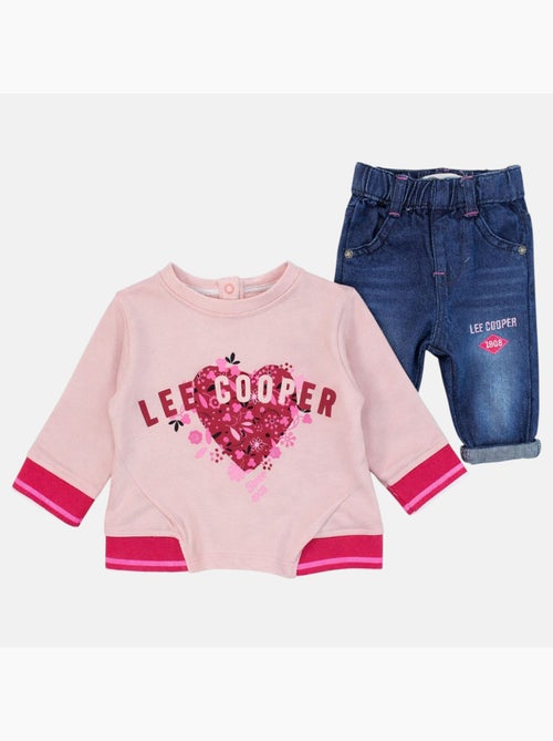 Lee Cooper - Conjunto camiseta y pantalón con chaqueta con capucha bebé niña - Kiabi Lee Cooper - Conjunto camiseta y pantalón con chaqueta con capucha bebé niña - Kiabi