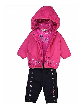Lee Cooper - Conjunto camiseta y pantalón con chaqueta con capucha bebé niña