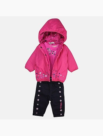 Lee Cooper - Conjunto camiseta y pantalón con chaqueta con capucha bebé niña