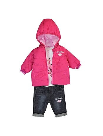 Lee Cooper - Conjunto camiseta y pantalón con chaqueta con capucha bebé niña