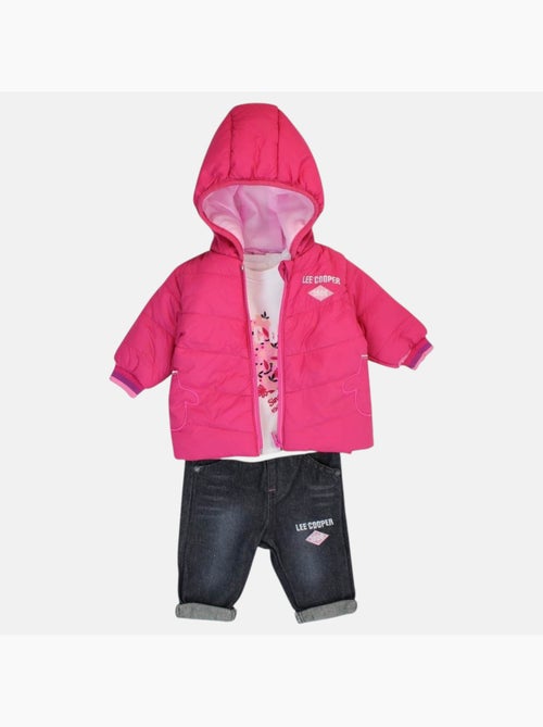 Lee Cooper - Conjunto camiseta y pantalón con chaqueta con capucha bebé niña - Kiabi Lee Cooper - Conjunto camiseta y pantalón con chaqueta con capucha bebé niña - Kiabi
