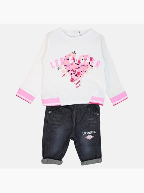 Lee Cooper - Conjunto camiseta y pantalón con chaqueta con capucha bebé niña - Kiabi Lee Cooper - Conjunto camiseta y pantalón con chaqueta con capucha bebé niña - Kiabi