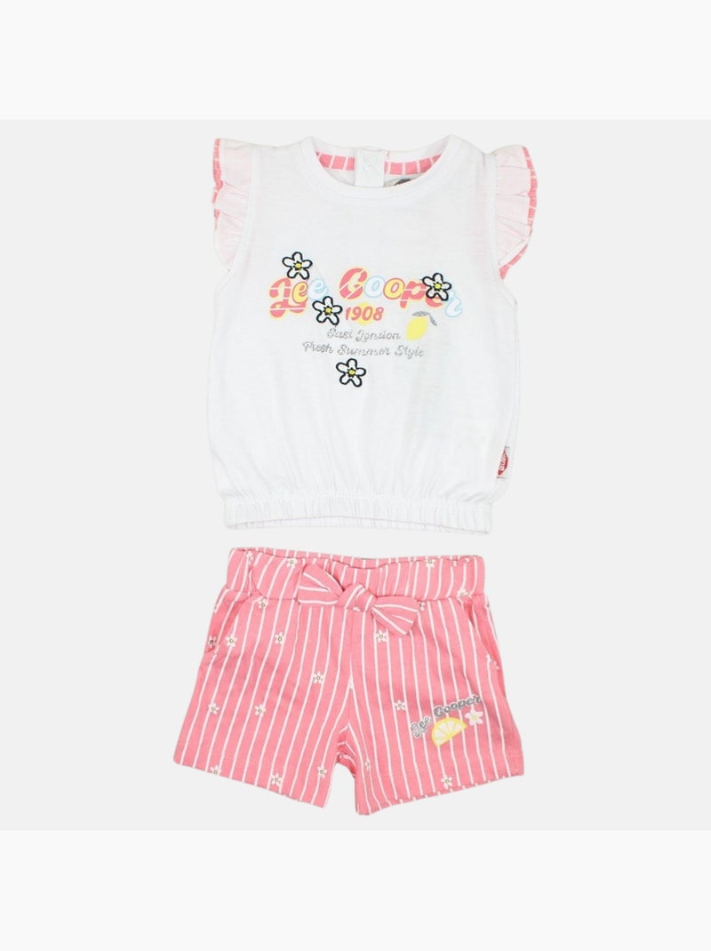 Lee Cooper - Conjunto camiseta y short bebé Rosa - Kiabi