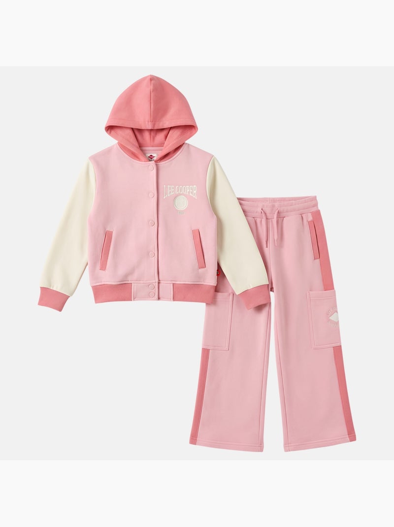 Lee Cooper - Conjunto chándal niña con una chaqueta de manga larga y un pantalón jogging Rosa - Kiabi