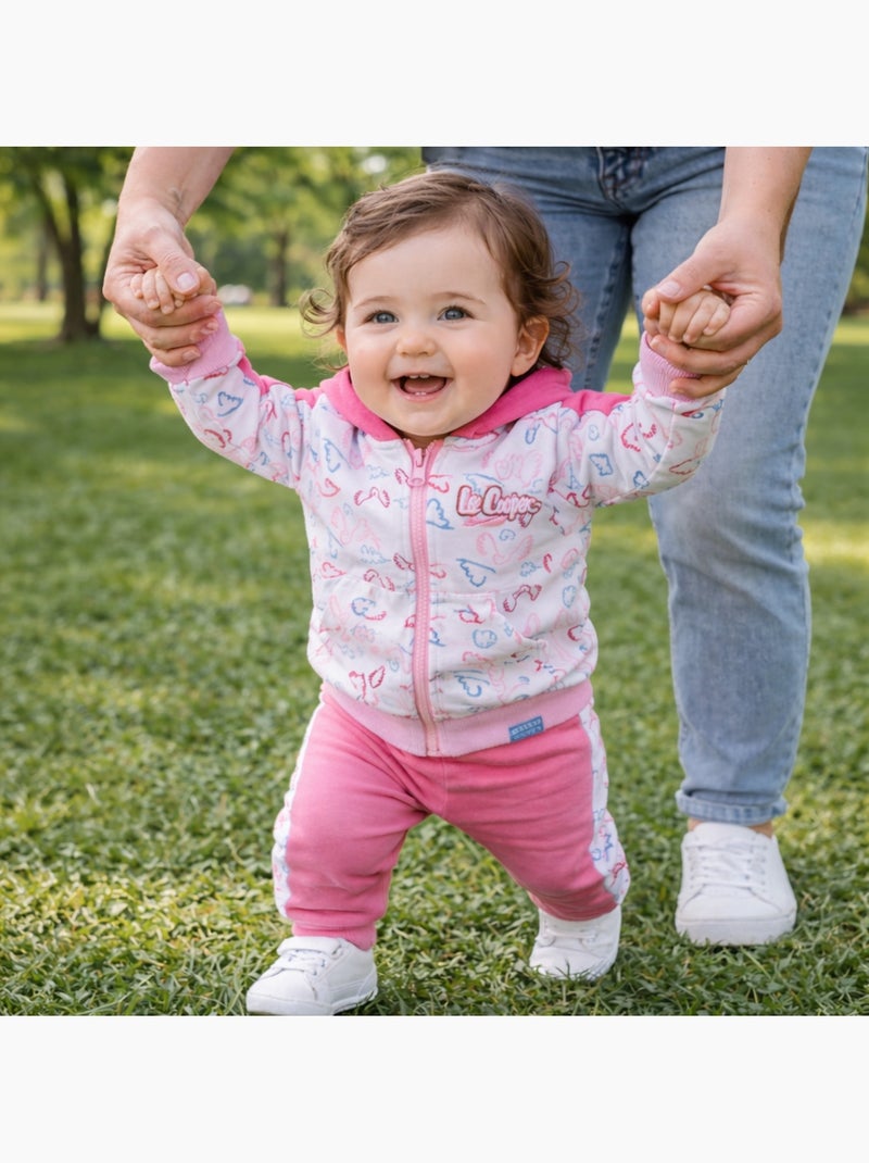 Lee Cooper - Conjunto chaqueta con capucha y pantalón de jogging bebé niña Rosa - Kiabi