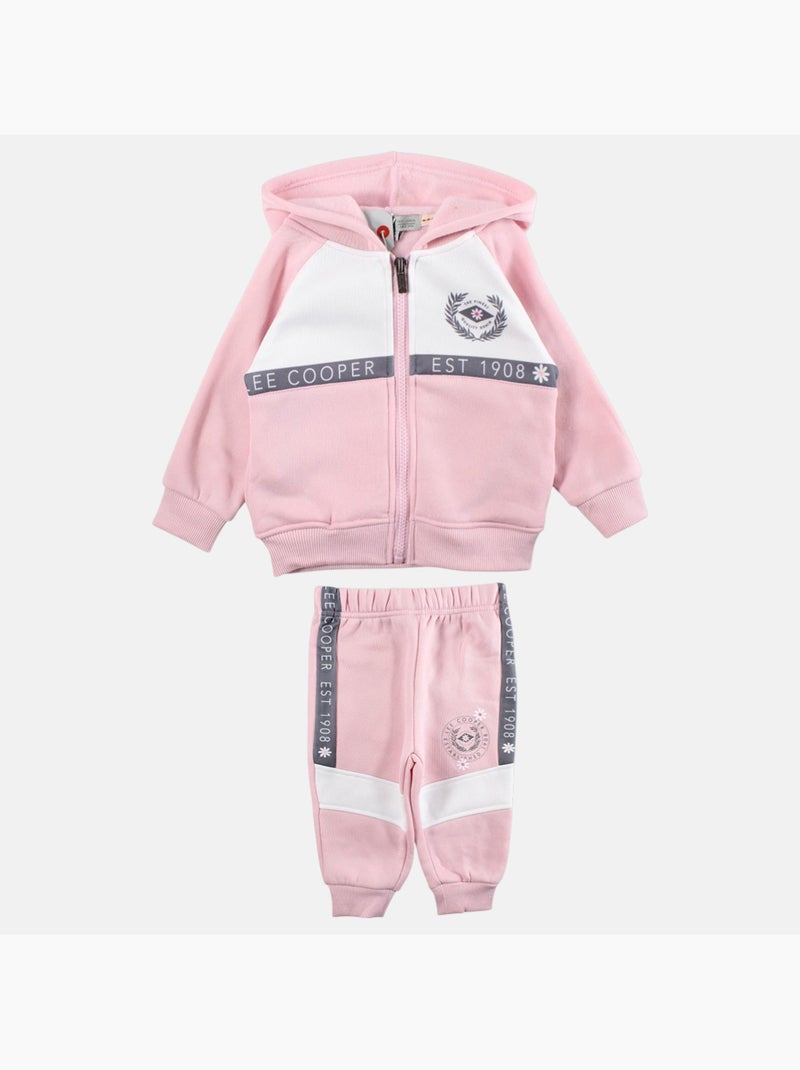 Lee Cooper - Conjunto chaqueta con capucha y pantalón de jogging bebé niña Rosa claro - Kiabi