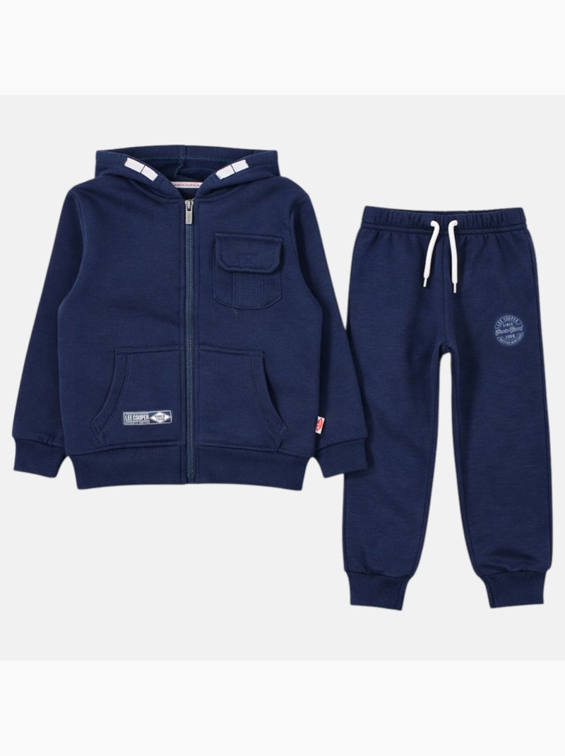 Lee Cooper - Conjunto infantil compuesto por chaqueta con capucha y cremallera y pantalón Azul marino - Kiabi
