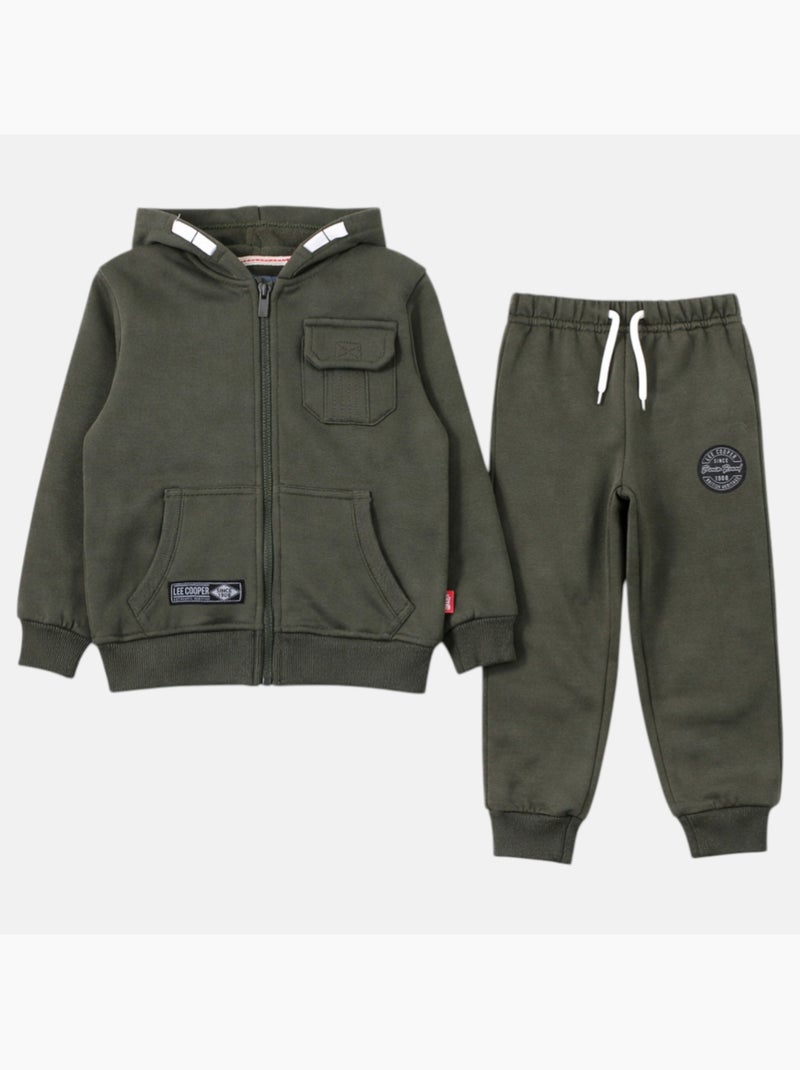 Lee Cooper - Conjunto infantil compuesto por chaqueta con capucha y cremallera y pantalón Caqui - Kiabi