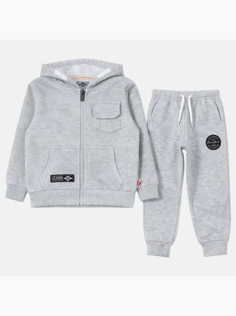 Lee Cooper - Conjunto infantil compuesto por chaqueta con capucha y cremallera y pantalón Gris - Kiabi