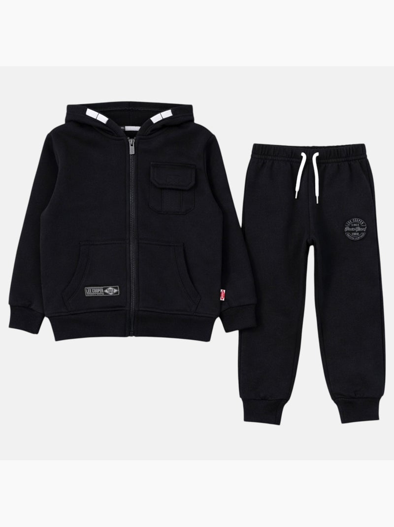 Lee Cooper - Conjunto infantil compuesto por chaqueta con capucha y cremallera y pantalón Negro - Kiabi