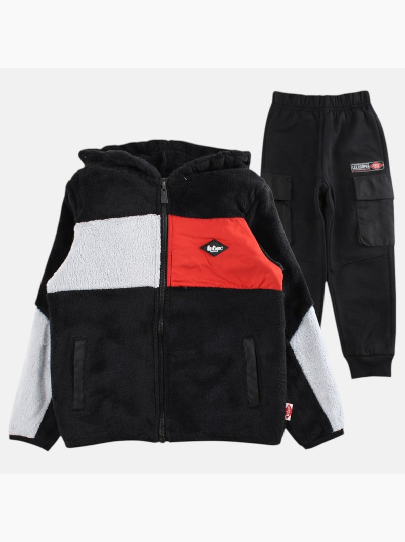 Lee Cooper - Conjunto infantil compuesto por sudadera con capucha y cremallera y pantalón Negro - Kiabi