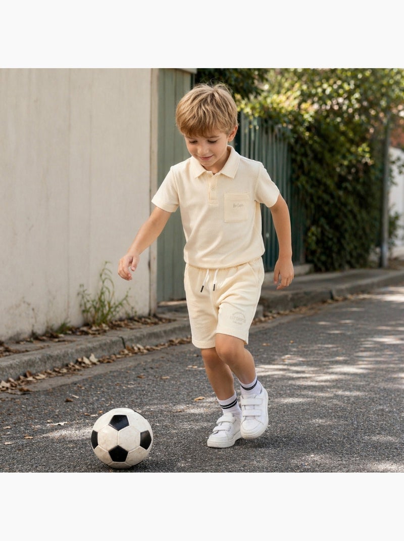 Lee Cooper - Conjunto infantil LEE COOPER compuesto por un polo de manga corta y un short a juego Beige - Kiabi