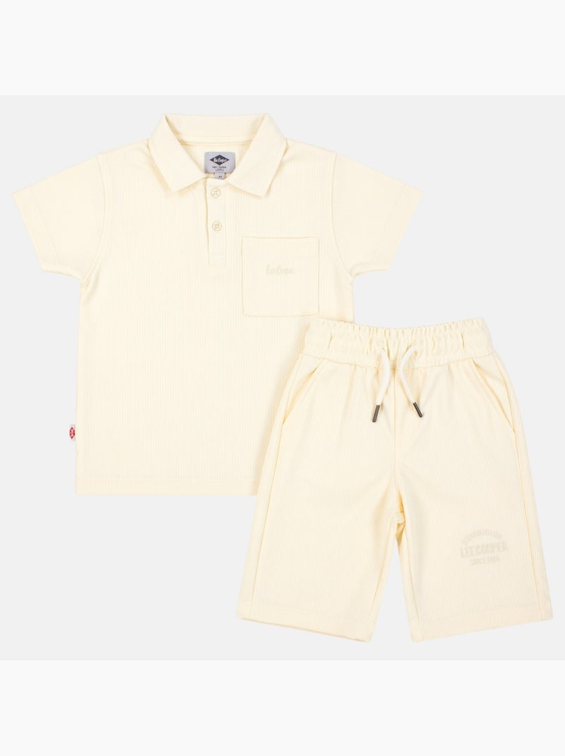 Lee Cooper - Conjunto infantil LEE COOPER compuesto por un polo de manga corta y un short a juego Beige - Kiabi