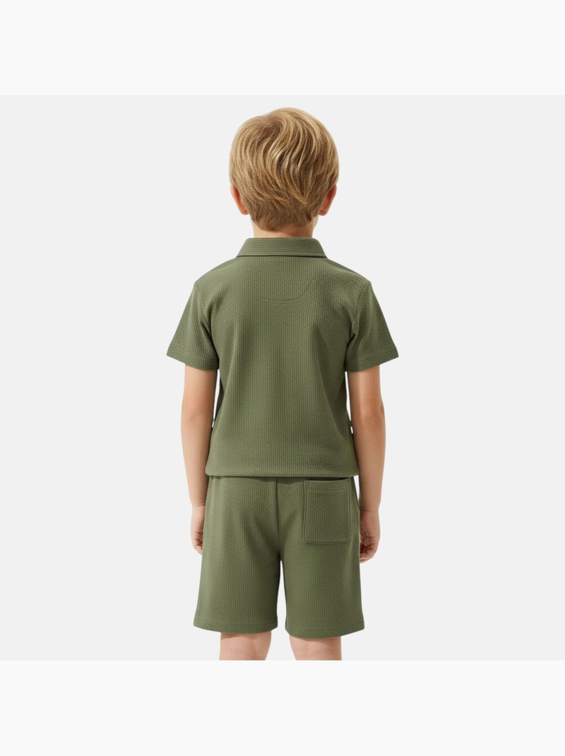 Lee Cooper - Conjunto infantil LEE COOPER compuesto por un polo de manga corta y un short a juego Caqui - Kiabi