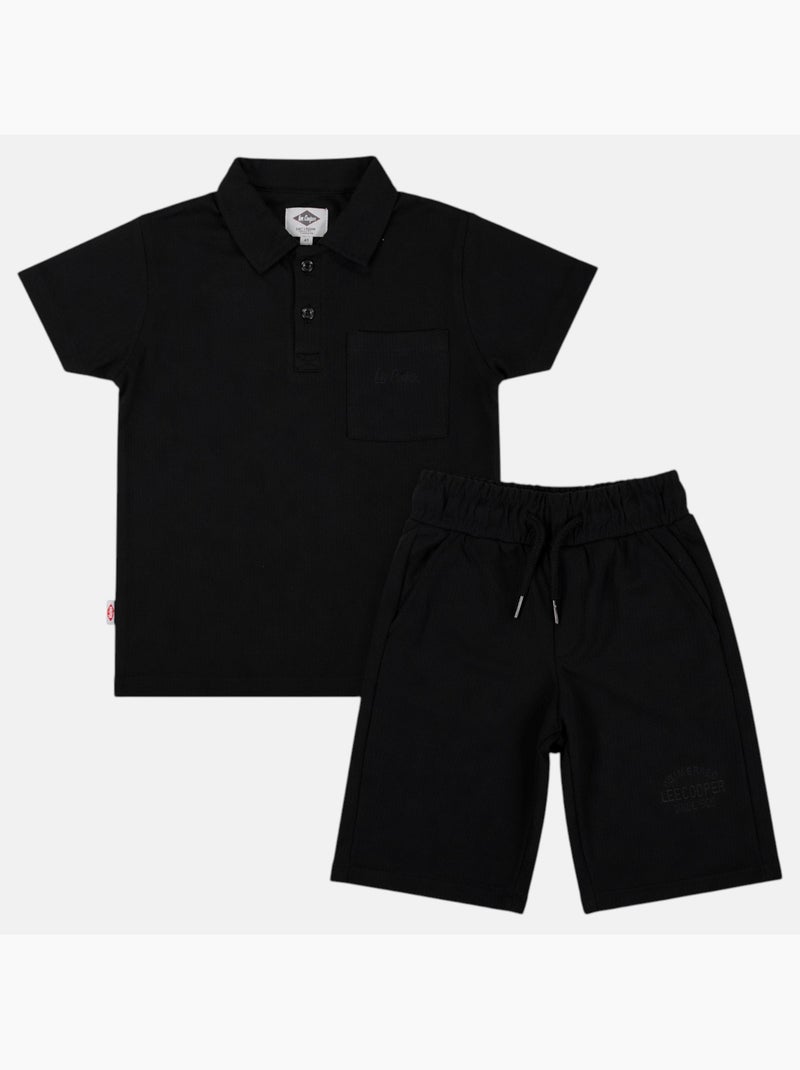 Lee Cooper - Conjunto infantil LEE COOPER compuesto por un polo de manga corta y un short a juego Negro - Kiabi
