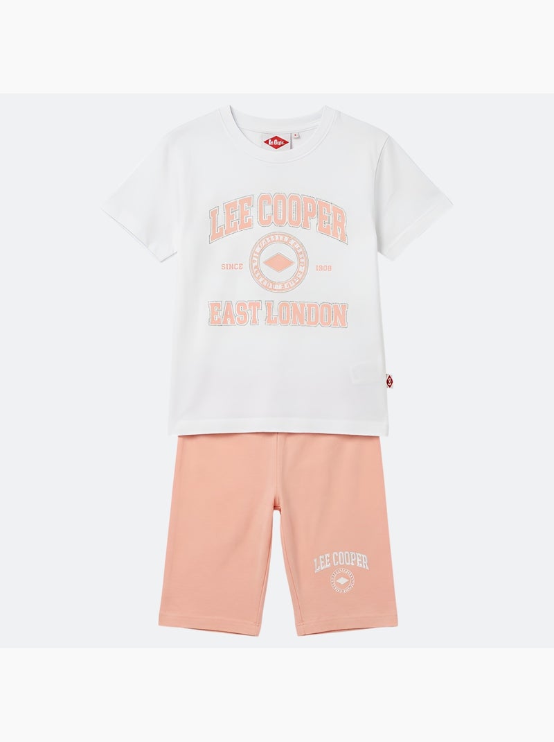 Lee Cooper - Conjunto niña camiseta de manga corta y bermuda Blanco - Kiabi