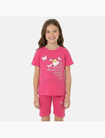 Lee Cooper - Conjunto niña camiseta de manga corta y bermuda