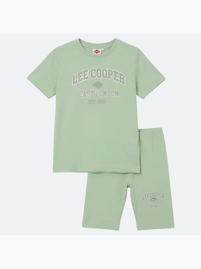 Lee Cooper - Conjunto niña camiseta de manga corta y bermuda Verde - Kiabi