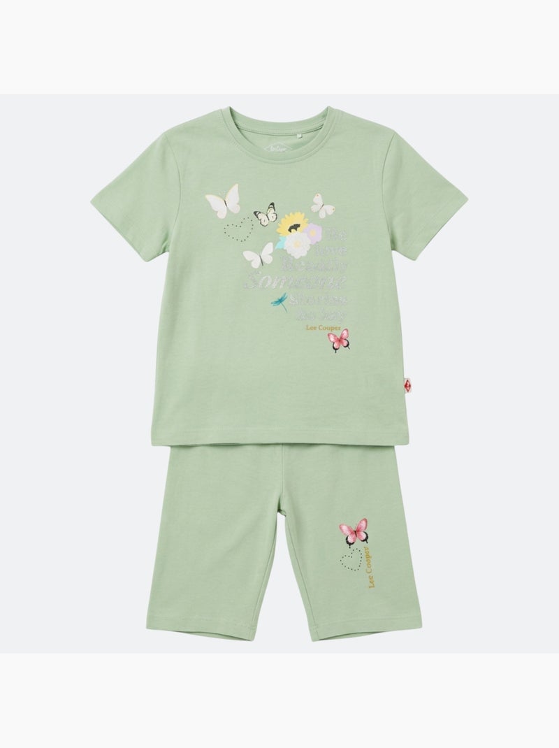 Lee Cooper - Conjunto niña camiseta de manga corta y bermuda Verde - Kiabi