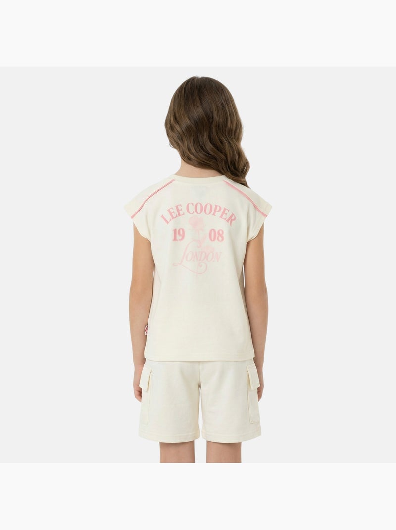 Lee Cooper - Conjunto niña camiseta de manga corta y pantalón corto Beige - Kiabi