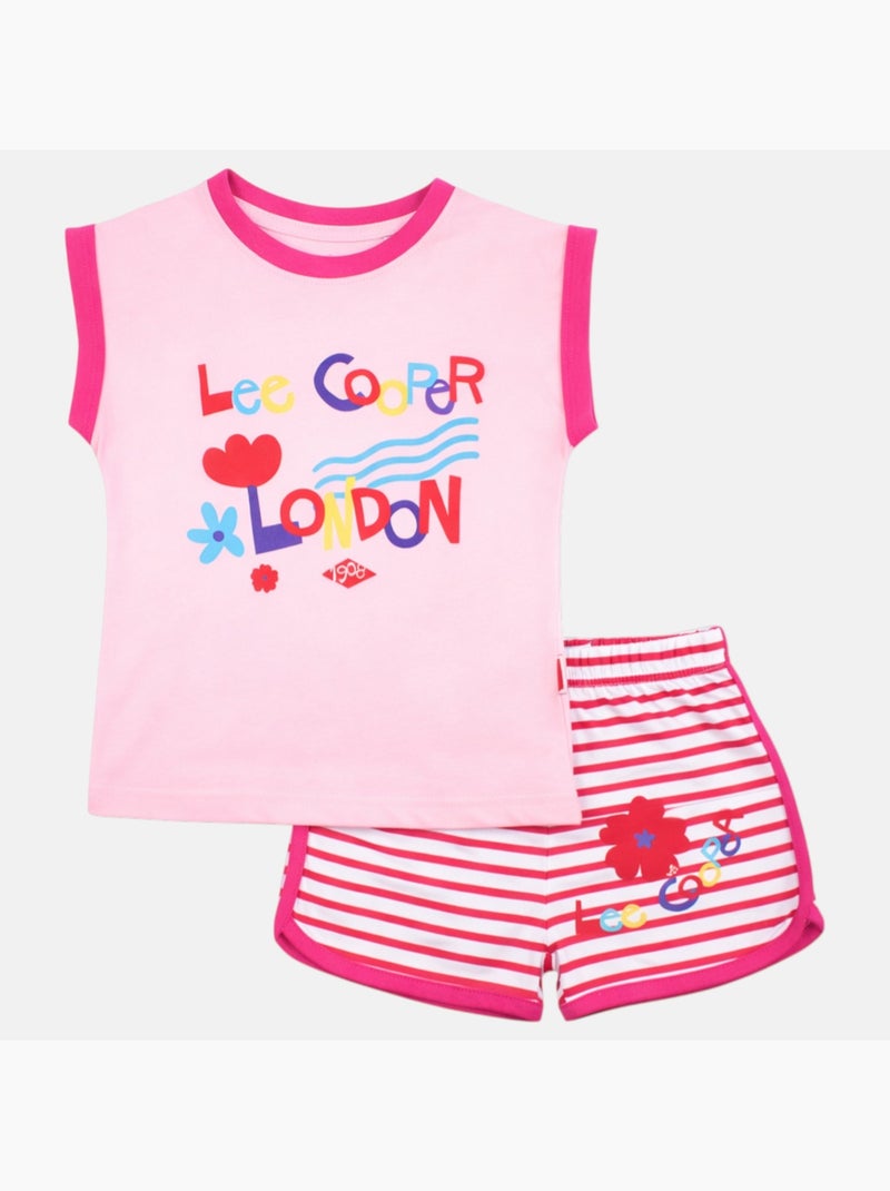 Lee Cooper - Conjunto niña compuesto por camiseta sin mangas y pantalón corto Rosa - Kiabi