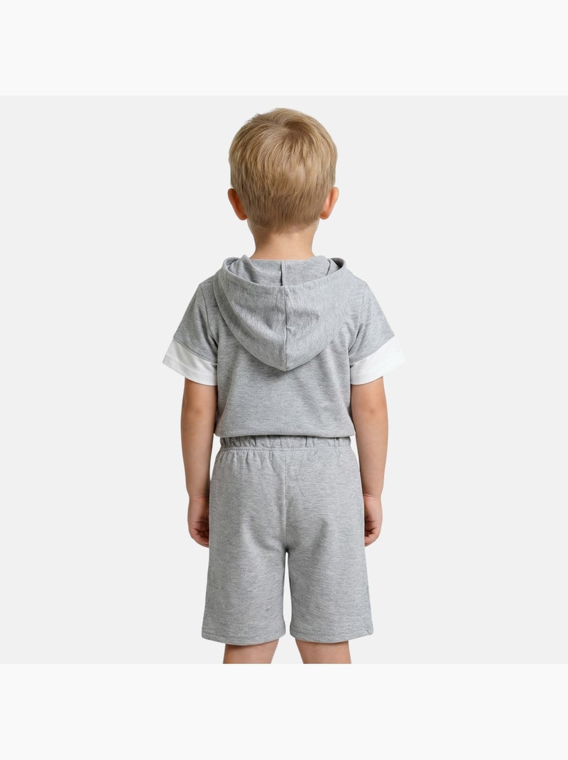 Lee Cooper - Conjunto niño camiseta de manga corta con capucha y pantalón corto Gris - Kiabi
