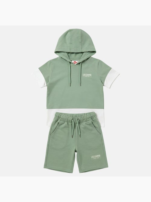Lee Cooper - Conjunto niño camiseta de manga corta con capucha y pantalón corto - Kiabi