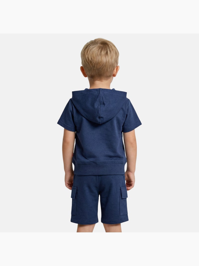 Lee Cooper - Conjunto niño camiseta de manga corta con cremallera y pantalón corto Azul marino - Kiabi