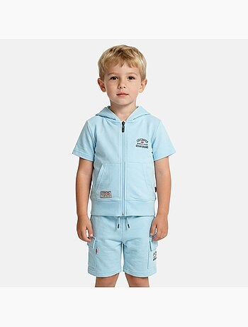Lee Cooper - Conjunto niño camiseta de manga corta con cremallera y pantalón corto
