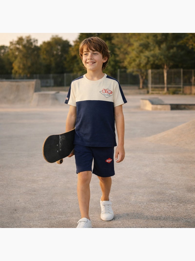 Lee Cooper - Conjunto niño camiseta de manga corta y pantalón corto a juego Azul marino - Kiabi