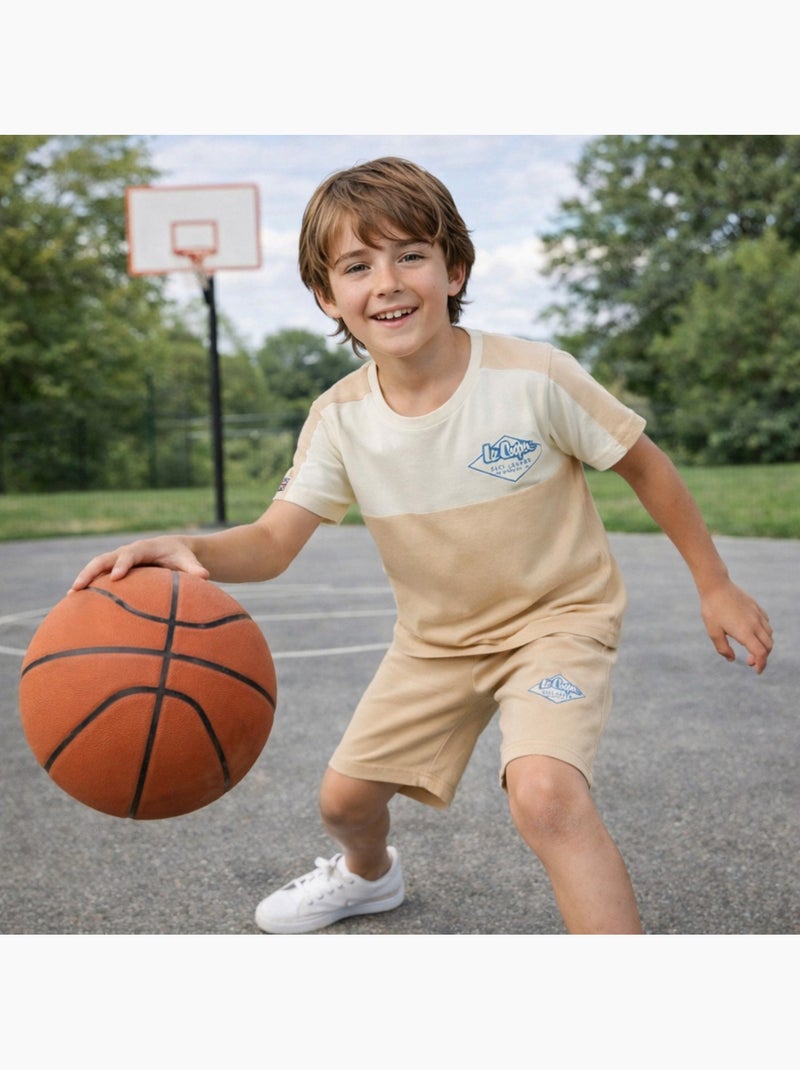 Lee Cooper - Conjunto niño camiseta de manga corta y pantalón corto a juego Beige - Kiabi