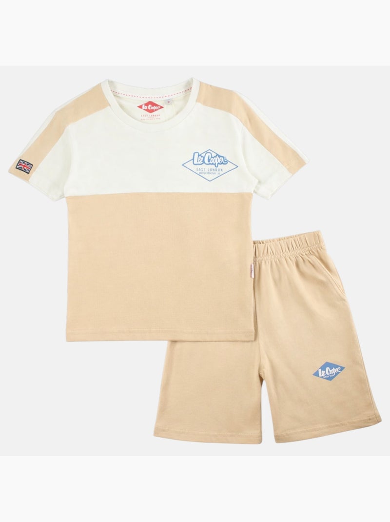 Lee Cooper - Conjunto niño camiseta de manga corta y pantalón corto a juego Beige - Kiabi