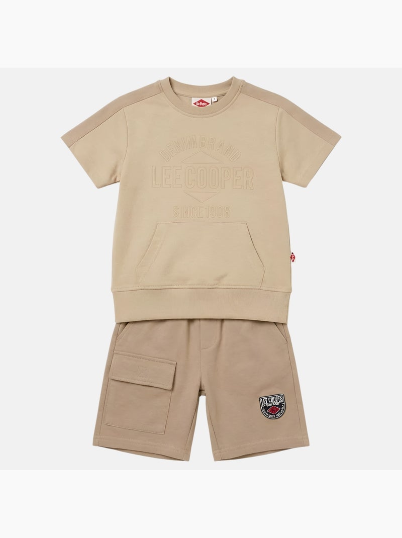 Lee Cooper - Conjunto niño camiseta de manga corta y pantalón corto Beige - Kiabi