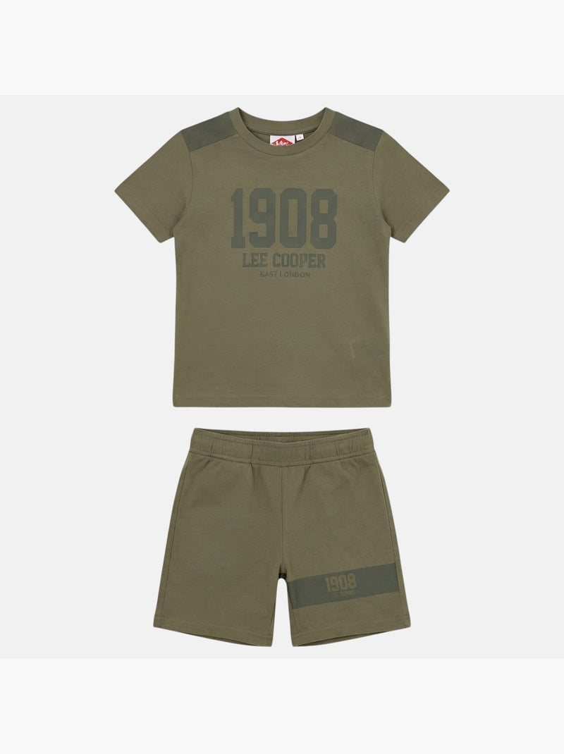 Lee Cooper - Conjunto niño camiseta de manga corta y pantalón corto Caqui - Kiabi