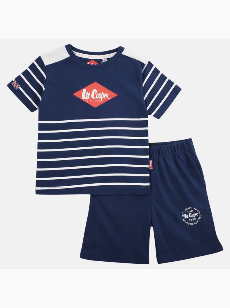 Lee Cooper - Conjunto niño compuesto por camiseta de manga corta y pantalón corto Azul marino - Kiabi