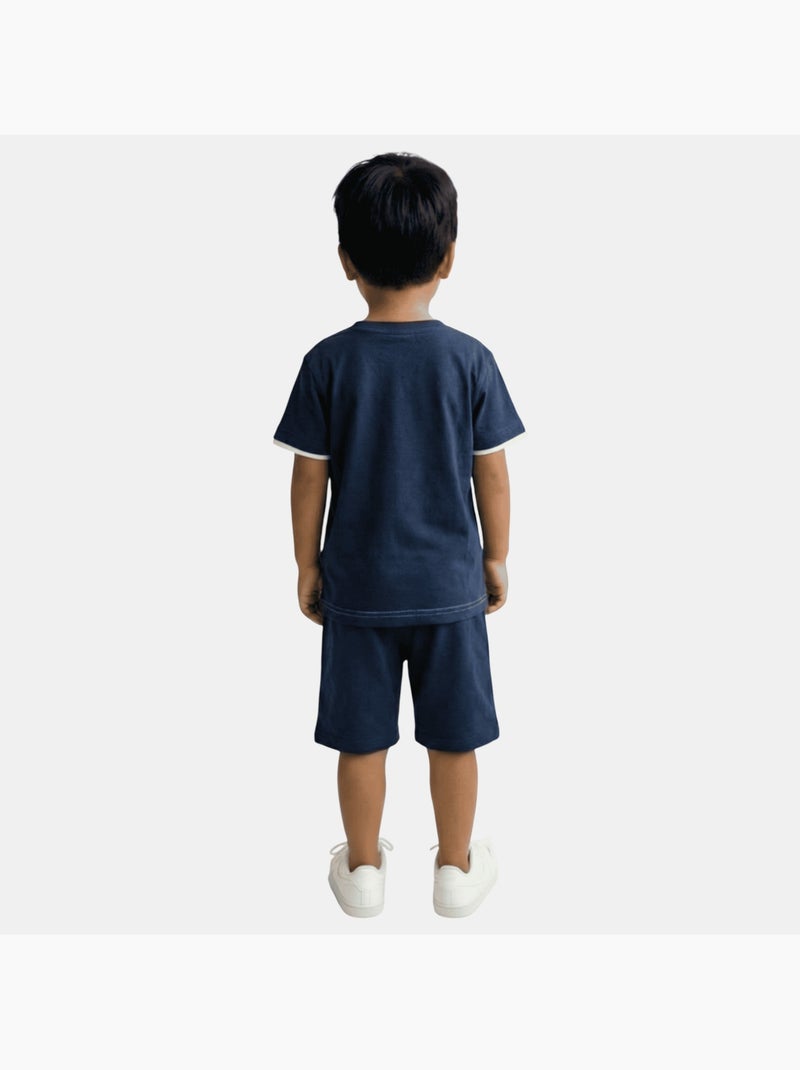 Lee Cooper - Conjunto niño compuesto por camiseta de manga corta y pantalón corto Azul marino - Kiabi