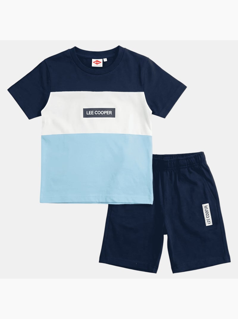 Lee Cooper - Conjunto niño compuesto por camiseta de manga corta y pantalón corto Azul marino - Kiabi